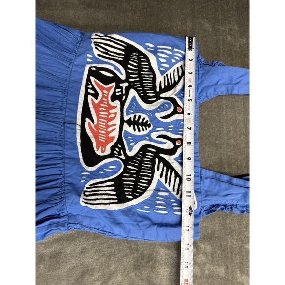 Carolina K KunaβMaxi Dress Blue Boho Tiered Embroidered Bird print Small - Picture 9 of 14